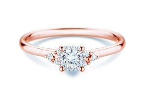 Engagement ring Blossom Cushion in 9K rosé gold with natural diamonds 0.29ct G/SI