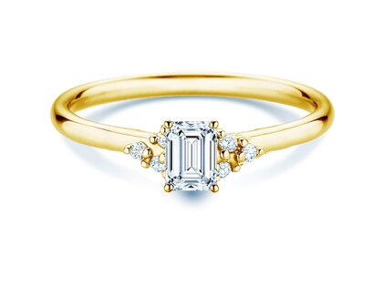 Engagement ring Blossom Emerald in 14K yellow gold with natural diamonds 0.22ct G/VS