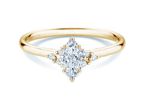 Engagement ring Blossom Marquise in 14K yellow gold with natural diamonds 0.22ct G/SI