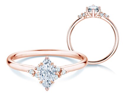 Engagement ring Blossom Marquise in 9K rosé gold with natural diamonds 0.29ct G/SI