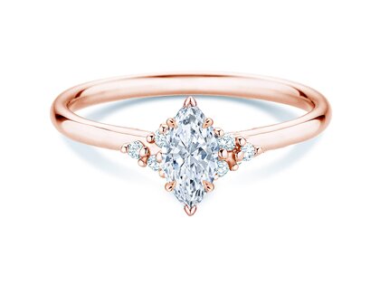 Engagement ring Blossom Marquise in 9K rosé gold with natural diamonds 0.29ct G/SI