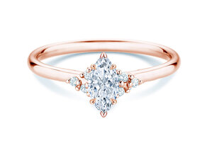 Engagement ring Blossom Marquise in 9K rosé gold with natural diamonds 0.29ct G/SI