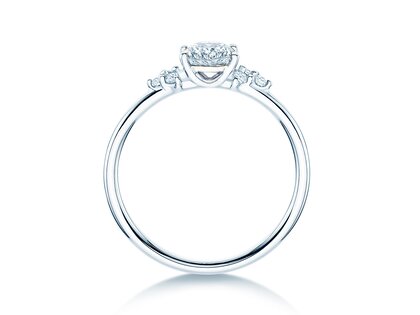 Engagement ring Blossom Oval in 9K white gold with natural diamonds 0.29ct G/SI