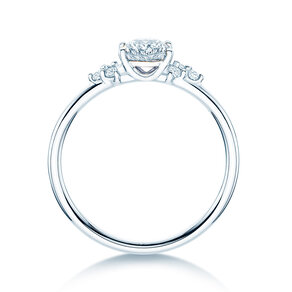 Engagement ring Blossom Oval in 9K white gold with natural diamonds 0.29ct G/SI