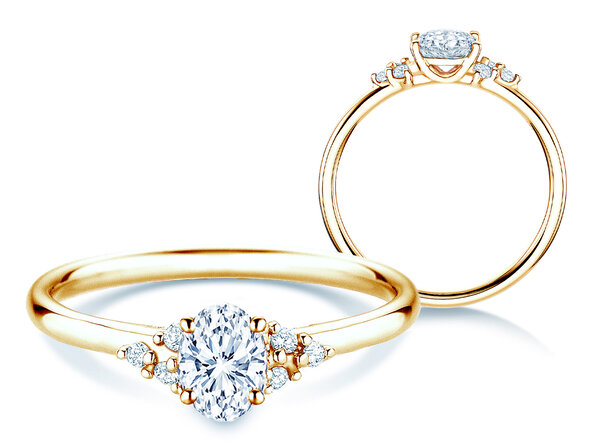 Engagement ring Blossom Oval in yellow gold