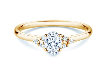 Engagement ring Blossom Oval in 9K yellow gold with natural diamonds 0.29ct G/SI