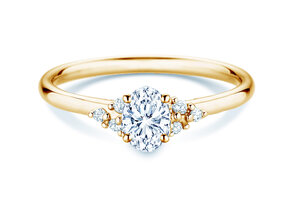 Engagement ring Blossom Oval in 9K yellow gold with natural diamonds 0.29ct G/SI