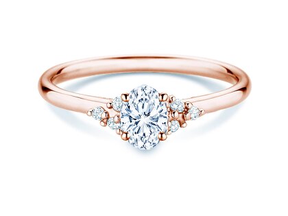 Engagement ring Blossom Oval in 9K rosé gold with natural diamonds 0.29ct G/SI