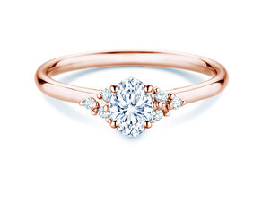 Engagement ring Blossom Oval in 9K rosé gold with natural diamonds 0.29ct G/SI