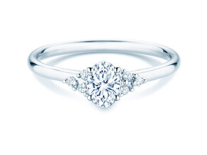 Engagement ring Blossom Oval in 9K white gold with natural diamonds 0.29ct G/SI