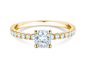 Engagement ring Classic 4 Cushion Pavé in 14K yellow gold with natural diamonds 0.33ct G/SI