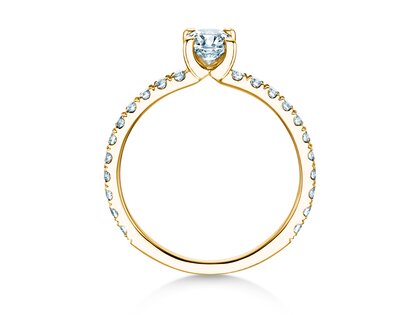 Engagement ring Classic 4 Cushion Pavé in 14K yellow gold with natural diamonds 0.33ct G/SI
