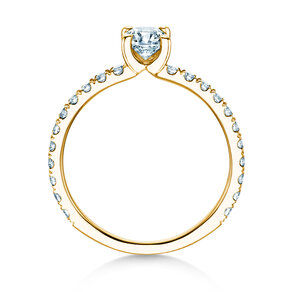 Engagement ring Classic 4 Cushion Pavé in 14K yellow gold with natural diamonds 0.33ct G/SI