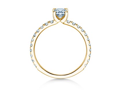 Engagement ring Classic 4 Emerald Pavé in 14K yellow gold with natural diamonds 0.33ct G/VS