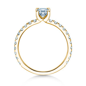 Engagement ring Classic 4 Emerald Pavé in 14K yellow gold with natural diamonds 0.33ct G/VS