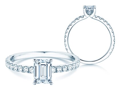Engagement ring Classic 4 Emerald Pavé
