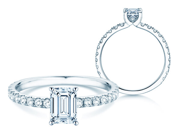 Engagement ring Classic 4 Emerald Pavé