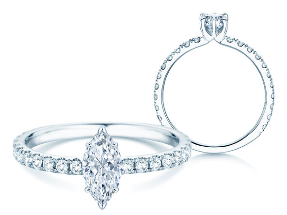 Engagement ring Classic 4 Marquise Pavé