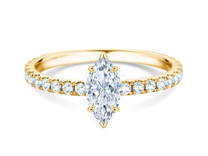 Engagement ring Classic 4 Marquise Pavé in 14K yellow gold with natural diamonds 0.33ct G/SI