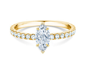 Engagement ring Classic 4 Marquise Pavé in 14K yellow gold with natural diamonds 0.33ct G/SI