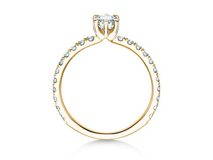 Engagement ring Classic 4 Marquise Pavé in 14K yellow gold with natural diamonds 0.33ct G/SI