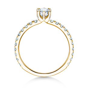 Engagement ring Classic 4 Marquise Pavé in 14K yellow gold with natural diamonds 0.33ct G/SI