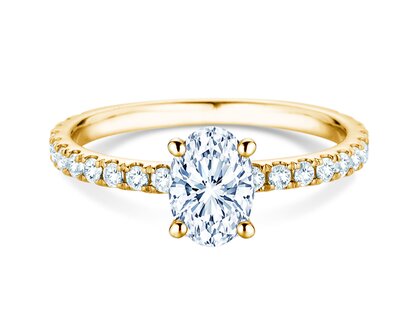 Engagement ring Classic 4 Oval Pavé in 9K yellow gold with natural diamonds 0.87ct G/SI