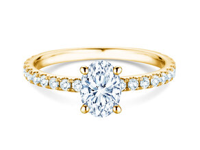 Engagement ring Classic 4 Oval Pavé in 9K yellow gold with natural diamonds 0.87ct G/SI