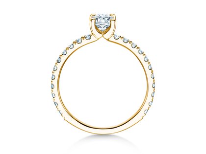 Engagement ring Classic 4 Oval Pavé in 9K yellow gold with natural diamonds 0.87ct G/SI