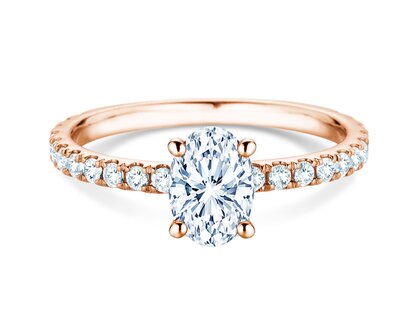 Engagement ring Classic 4 Oval Pavé in rose gold