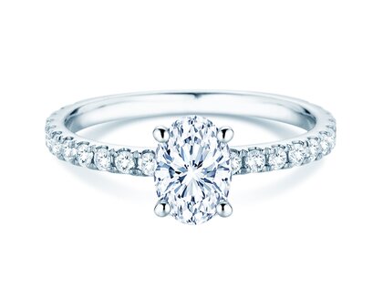 Engagement ring Classic 4 Oval Pavé in 9K white gold with natural diamonds 0.87ct
