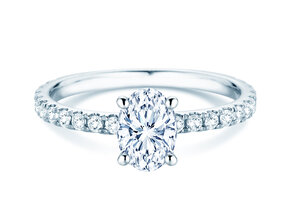 Engagement ring Classic 4 Oval Pavé in 9K white gold with natural diamonds 0.87ct