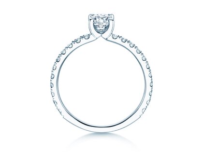 Engagement ring Classic 4 Oval Pavé in 9K white gold with natural diamonds 0.87ct