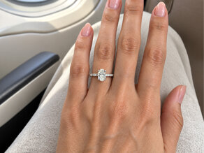 Engagement ring Classic 4 Oval Pavé in 9K white gold with natural diamonds 0.87ct