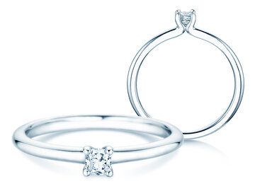 Engagement ring Cushion Clean in 14K white gold with diamond 0.08ct G/SI
