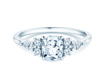 Engagement ring Cushion Marquise in 9K white gold with lab-grown diamonds 1.28ct E/VS