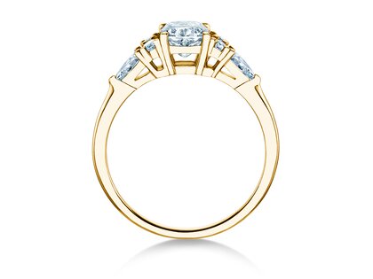 Engagement ring Cushion Marquise in 9K yellow gold with lab-grown diamonds 1.28ct E/VS