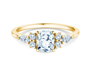 Engagement ring Cushion Marquise in 9K yellow gold with lab-grown diamonds 1.28ct E/VS