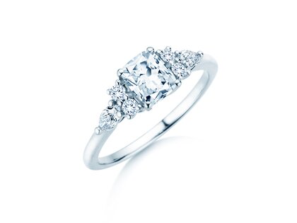 Engagement ring Cushion Marquise in 9K white gold with lab-grown diamonds 1.28ct E/VS