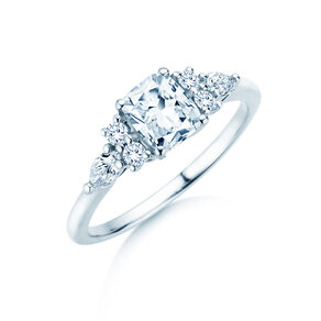 Engagement ring Cushion Marquise in 9K white gold with lab-grown diamonds 1.28ct E/VS