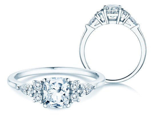 Engagement ring Cushion Marquise Lab-grown diamond