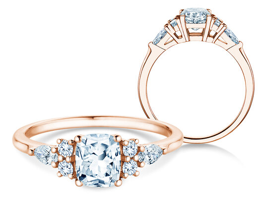 Engagement ring Cushion Marquise Lab-grown diamond
