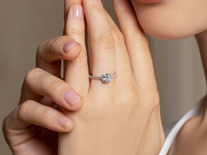 Engagement ring Cushion Pavé in 14K yellow gold with diamonds 0.44ct G/SI
