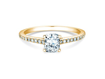 Engagement ring Cushion Pavé in 9K yellow gold with lab-grown diamonds 1.22ct E/VS