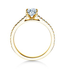 Engagement ring Cushion Pavé in 9K yellow gold with lab-grown diamonds 1.22ct E/VS