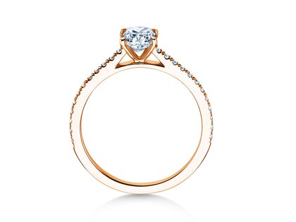 Engagement ring Cushion Pavé in 9K rosé gold with diamonds 0.77ct G/SI