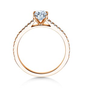 Engagement ring Cushion Pavé in 9K rosé gold with diamonds 0.77ct G/SI