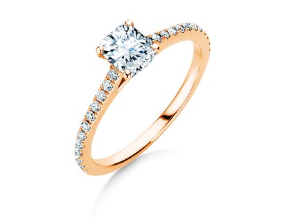 Engagement ring Cushion Pavé in 9K rosé gold with diamonds 0.77ct G/SI