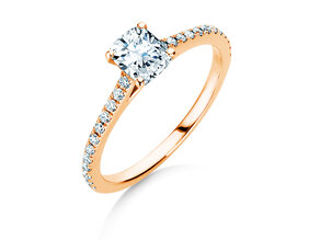 Engagement ring Cushion Pavé in 9K rosé gold with diamonds 0.77ct G/SI