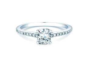 Engagement ring Cushion Pavé in 14K white gold with lab-grown diamonds 1.22ct E/VS